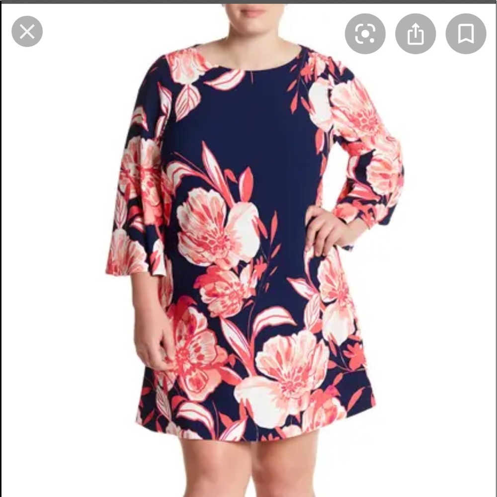 Eliza J Floral Bell Sleeve Shift Dress